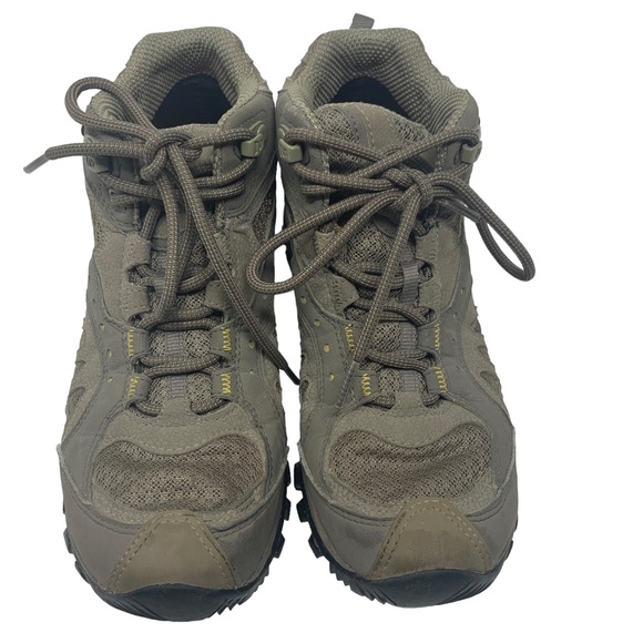 Merrell Vibram Gore-Tex Hiking Boots Olive Khaki Waterproof Trail Shoes 8 - Picture 12 of 15